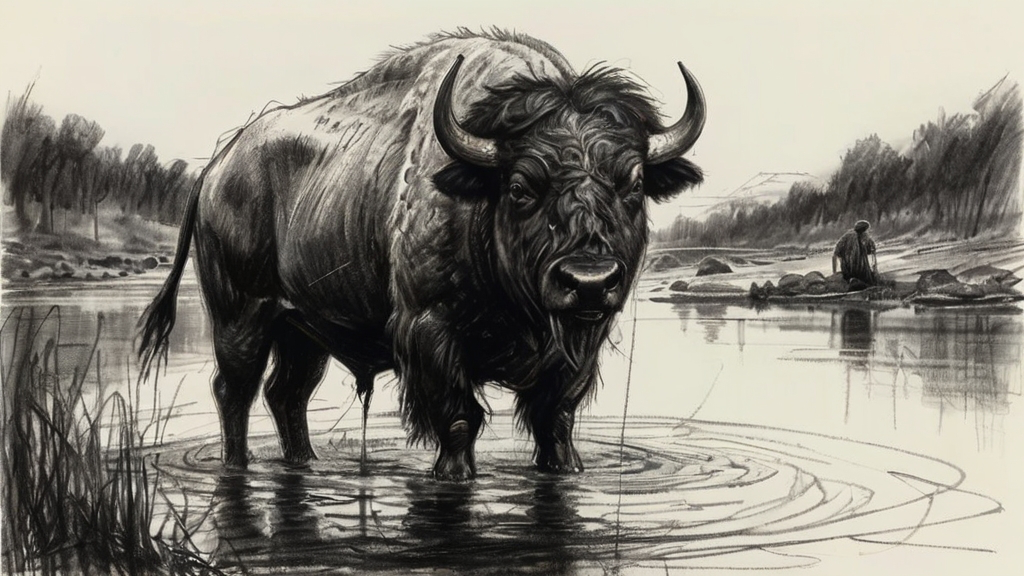 The serpent transforms into a magnificent buffalo - Indian folktale