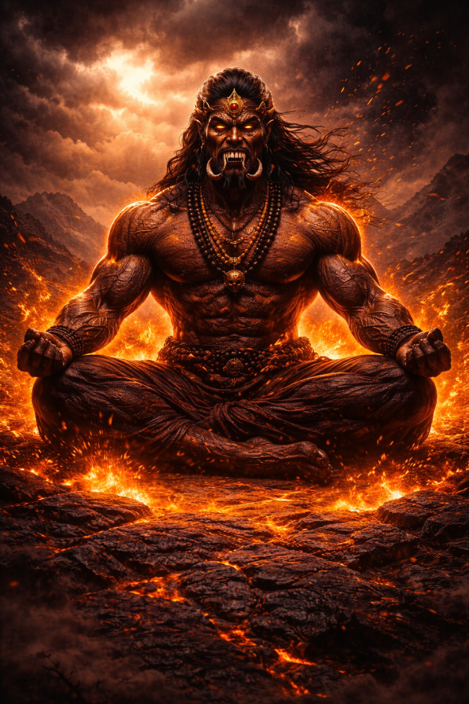 Arunasura, the demonic king who performed a penance to get a foolproof boon of immortality. 