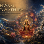 Mahavishnu, Lalita Tripurasundari and Shiva representing Vishwam, Srimata and Sthira from three Hindu Sahasranamas