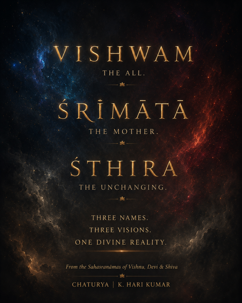 VISHWAM, SRIMATA & STHIRA
Three Names from the Hindu Sahasranamas