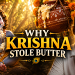 Why does Krishna steal butter? Discover the spiritual meaning behind Makhan Chor, Damodara, Dahi Handi and the butter symbolism in this beloved Krishna Janmashtami story.